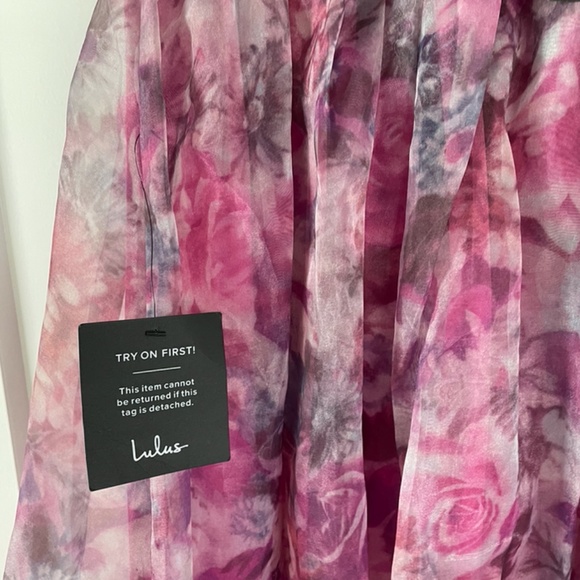 Garden Romance Magenta Floral Print Organza Maxi Dress Size Large NWT - Picture 13 of 13